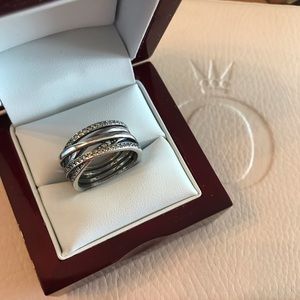 Pandora Sparkling & Polished Lines Ring, size 7.5